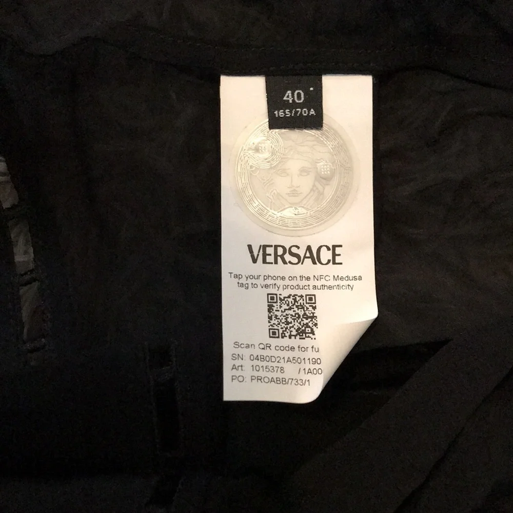 New Authentic Versace Pleated Silk Georgette Skirt in Black